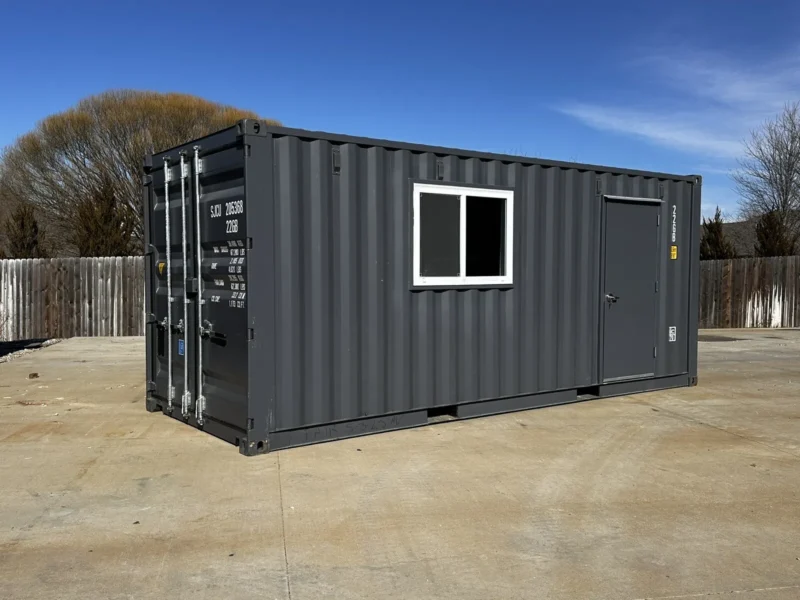 20ft 20’ Slate Gray Shiplap 120V Shipping Container Office Mini Split - Image 2