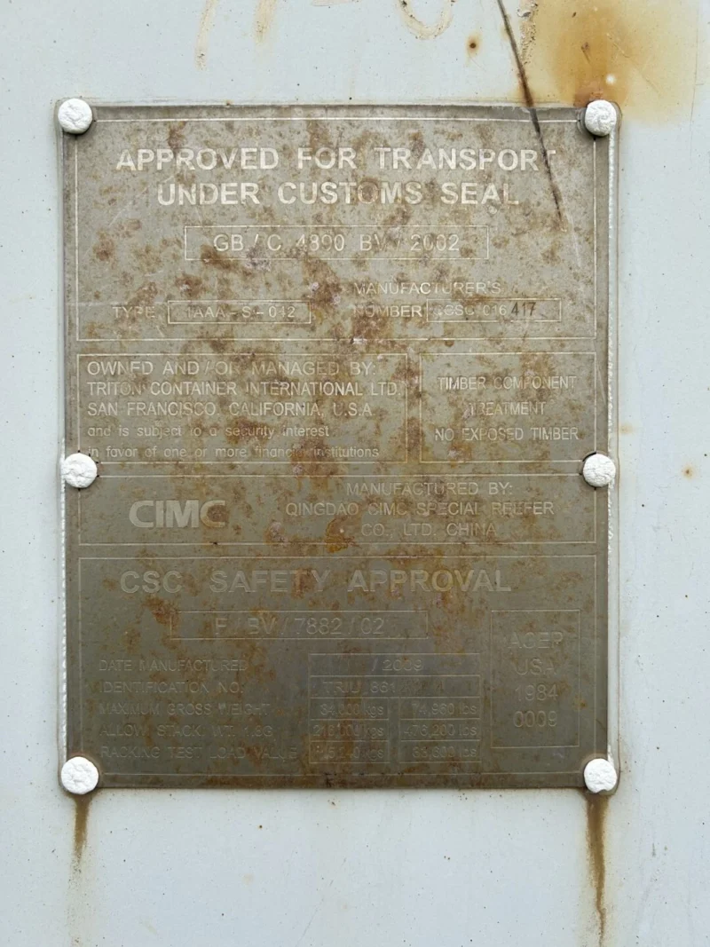 2009 40′ High Cube Refrigerated Storage Container – CCR18757 - Image 2