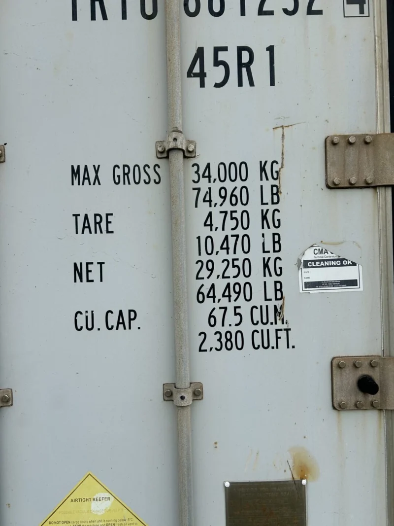 2009 40′ High Cube Refrigerated Storage Container – CCR18757 - Image 3